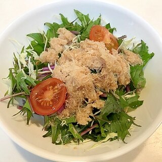 千切りキャベツと紫水菜で☆簡単カニフレークのサラダ